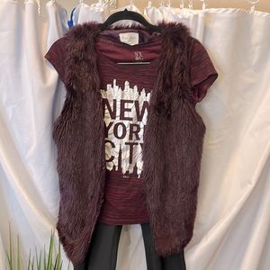 Open Front Fuzzy Vest Coat